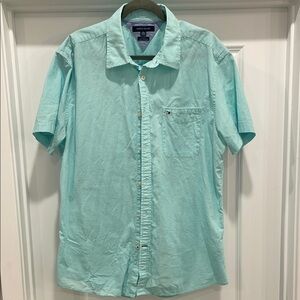 Tommy Hilfiger Men's Aqua Short Sleeve Shirt